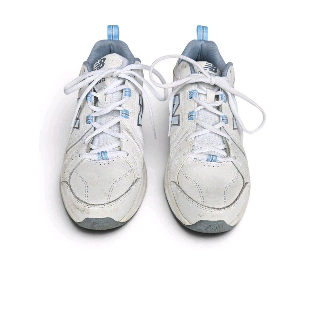 New Balance 608 V5 Walking Shoes Womens Size 10 White Blue Comfort Leather
